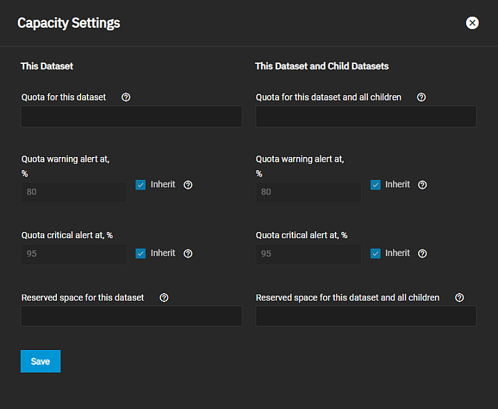 Capacity Settings Screen CapacitySettingsScreen