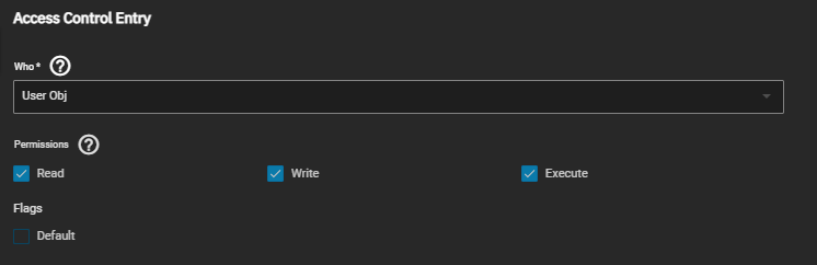 POSIX Access Control Entry Settings POSIX Access Control Entry Settings