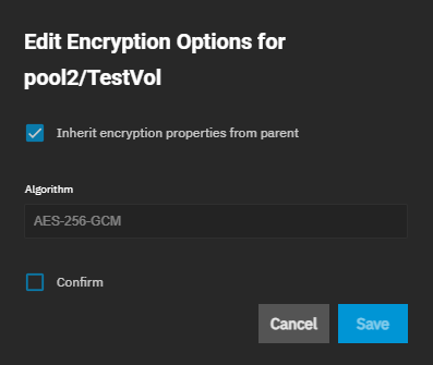 Edit Zvol Encryption Edit Zvol Encryption