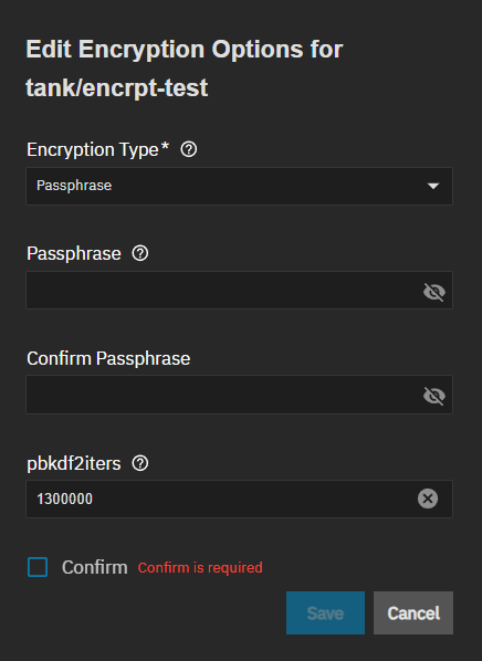 Encryption Options Passphrase Type Window Encryption Options Passphrase Type Window