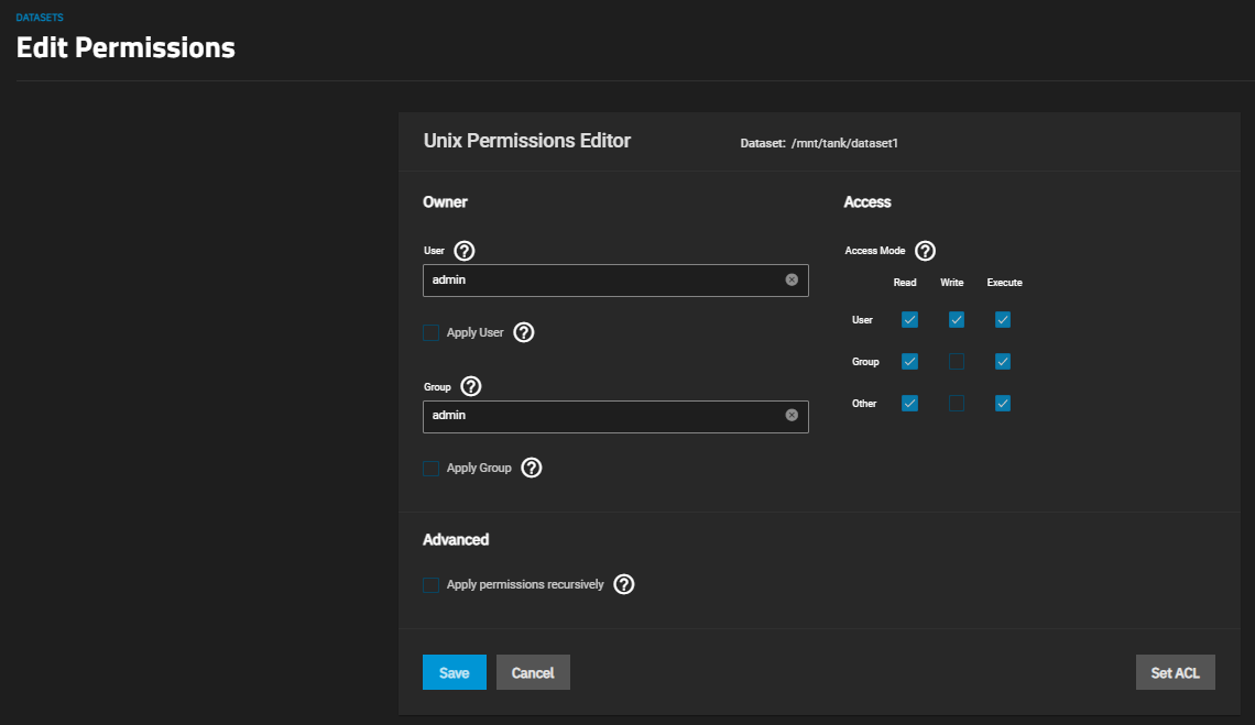 Unix Permissions Editor Unix Permissions Editor