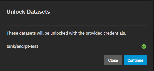 Unlocked Datasets Dialog Unlocked Datasets Dialog