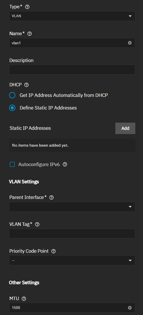 VLAN Settings VLAN Settings