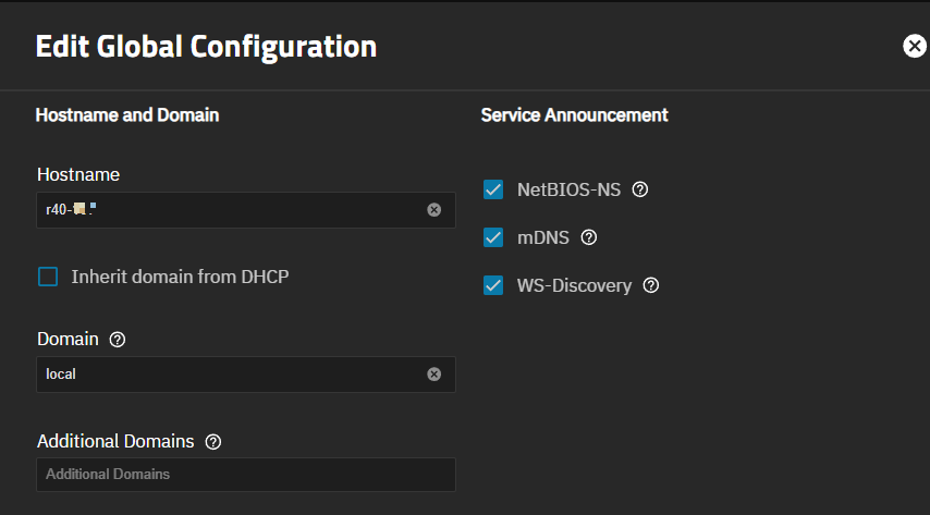 Global Configuration Host and Domain Name Settings Global Configuration Host and Domain Name Settings