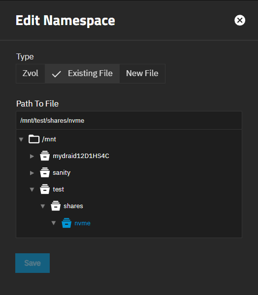 Edit Namespace Existing File Tab Edit Namespace Existing File Tab