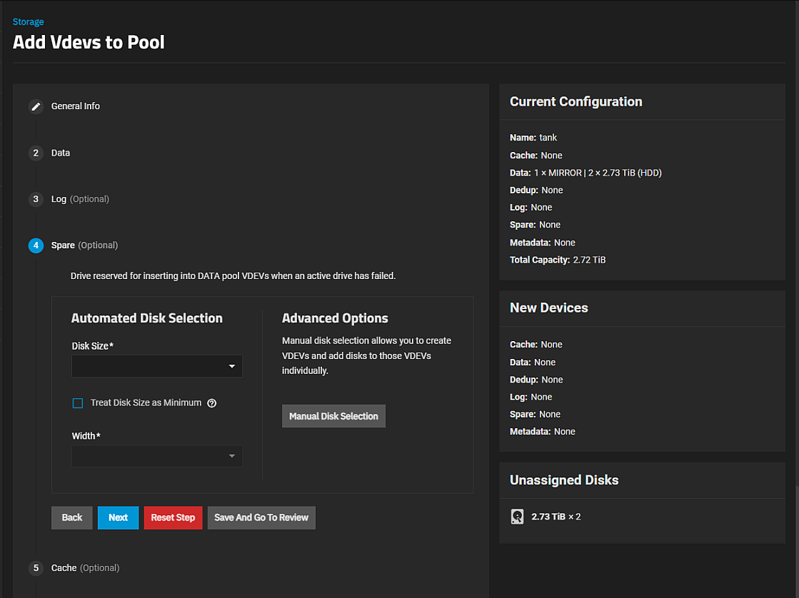 Add Vdev Spare Add Vdev Spare