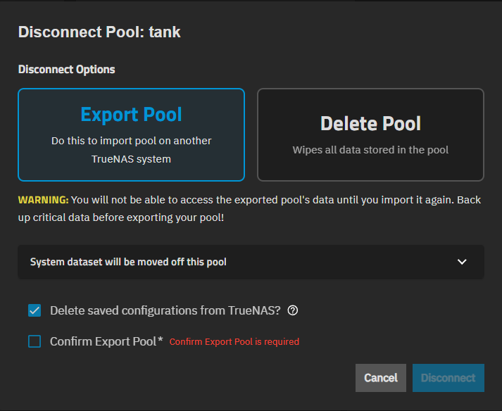 Export Pool Window Export Pool Window