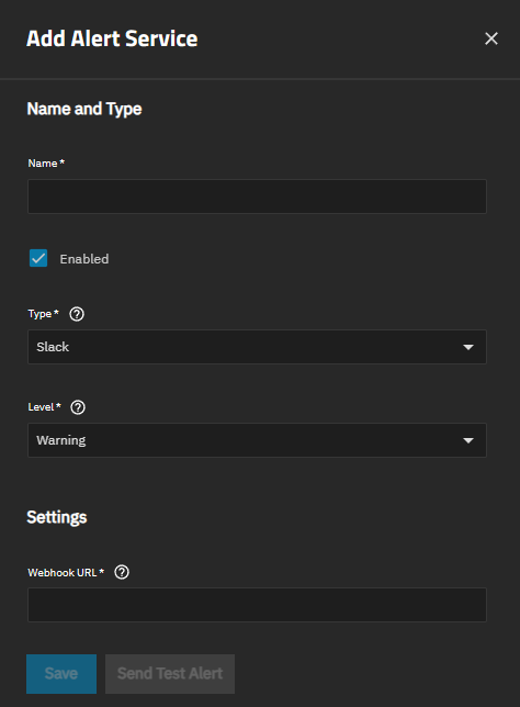 Add Slack Alert Service AddAlertServiceSlackScreen