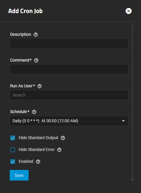 Add Cron Job Screen Add Cron Job Screen