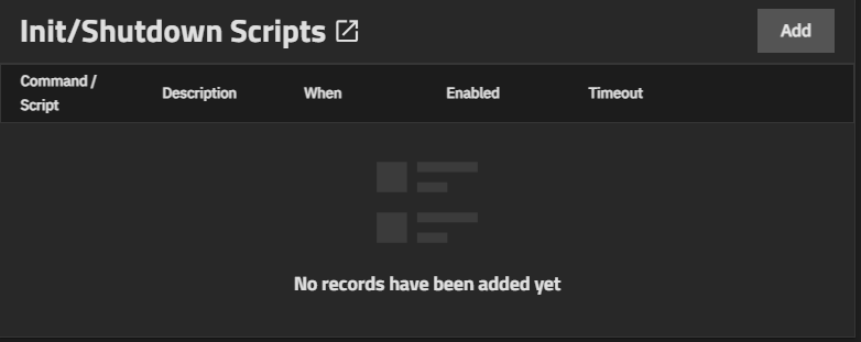 Init/Shutdown Scripts Card Init/Shutdown Scripts Card