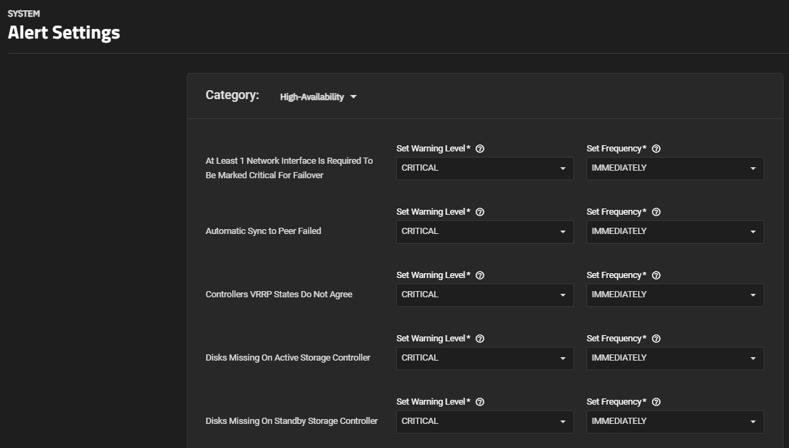 High Availability Alert Settings 1 AlertSettingsHA1