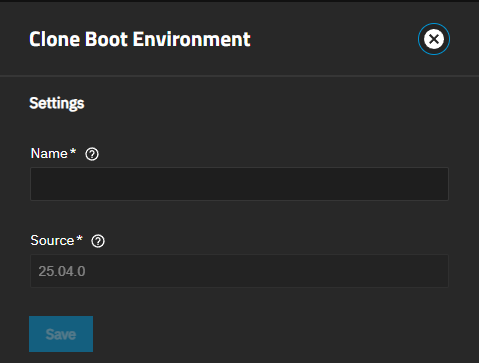 Clone Boot Environment Screen Clone Boot Environment Screen