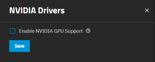 NVIDIA Drivers Configuration Screen NVIDIA Drivers Configuration Screen