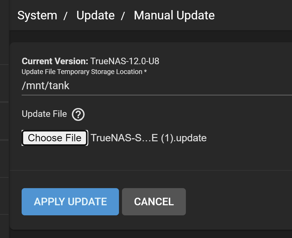 Settings for the Manual Upgrade Settings for the Manual Upgrade