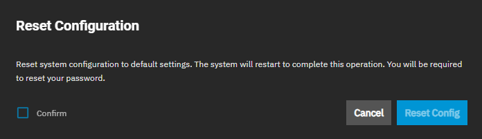 Reset Configuration Reset Configuration