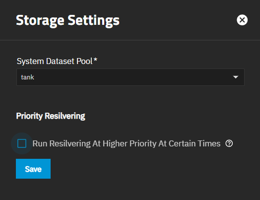 System Dataset Pool Config Screen System Dataset Pool Config Screen