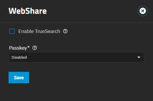 WebShare Service Settings WebShare Service Settings