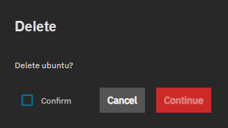 Delete Container Dialog Delete Container Dialog
