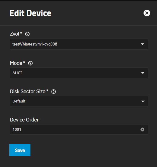 Edit Device VM Disk Edit Device VM Disk