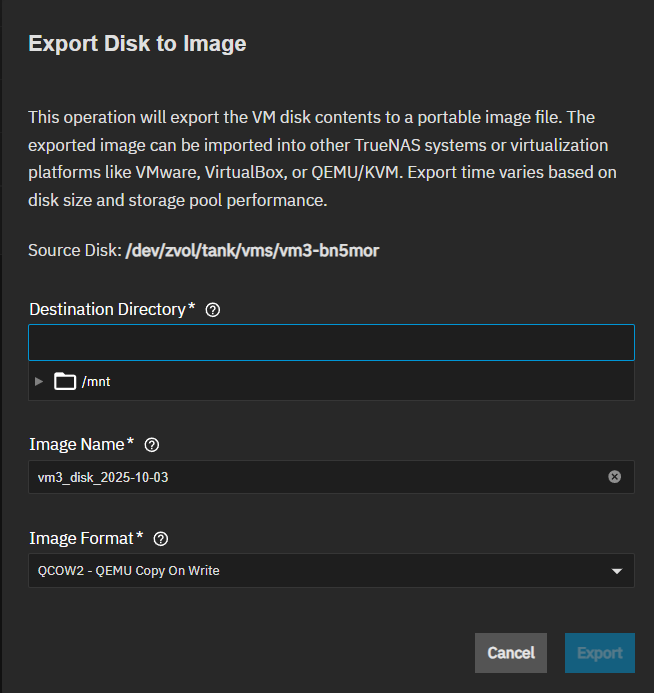 Export Disk to Image Export Disk to Image