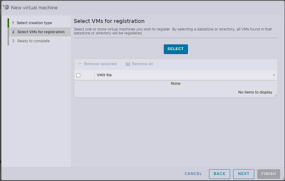 Select Existing VMs Select Existing VMs