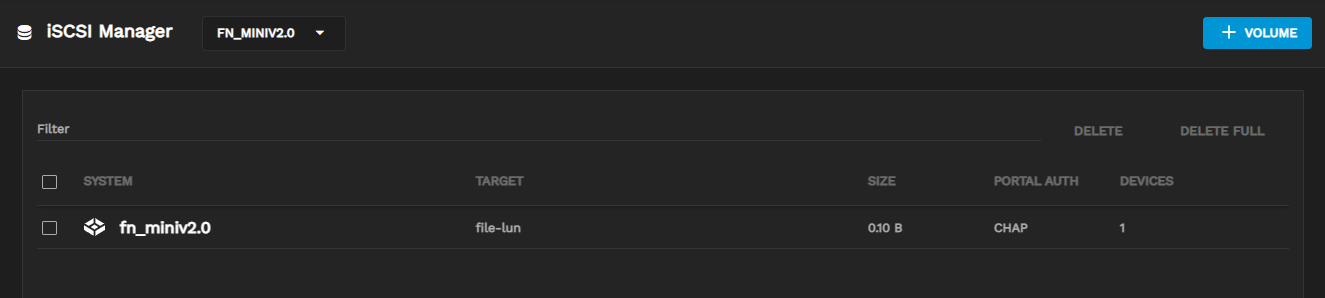Systems iSCSI Volumes