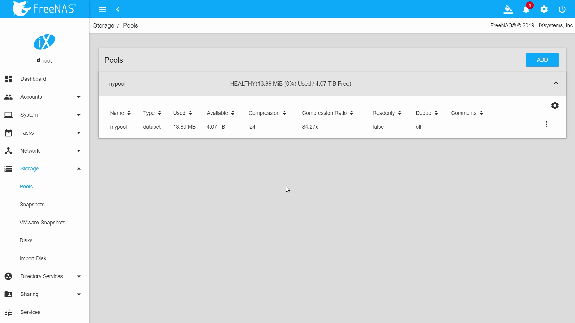 list of created pool