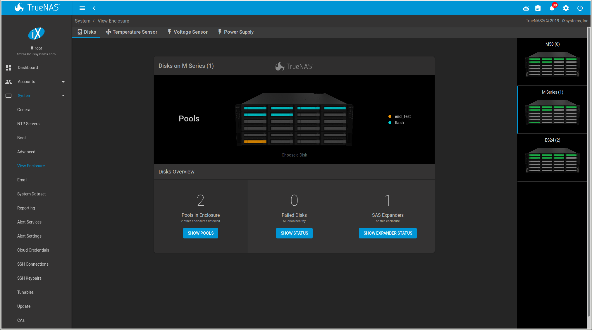 TrueNAS enclosure management