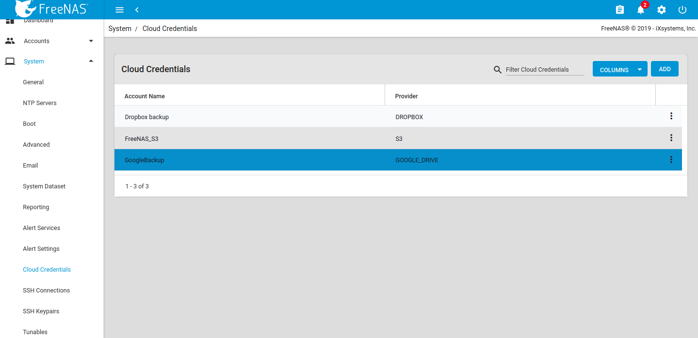 The new cloud credentials added