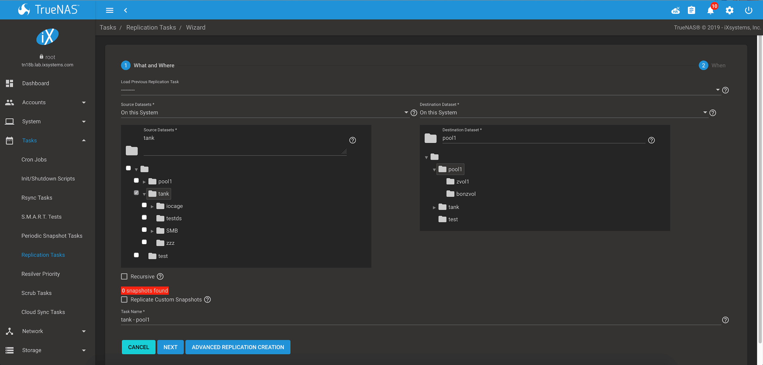 TrueNAS 11.3 The Replication Wizard