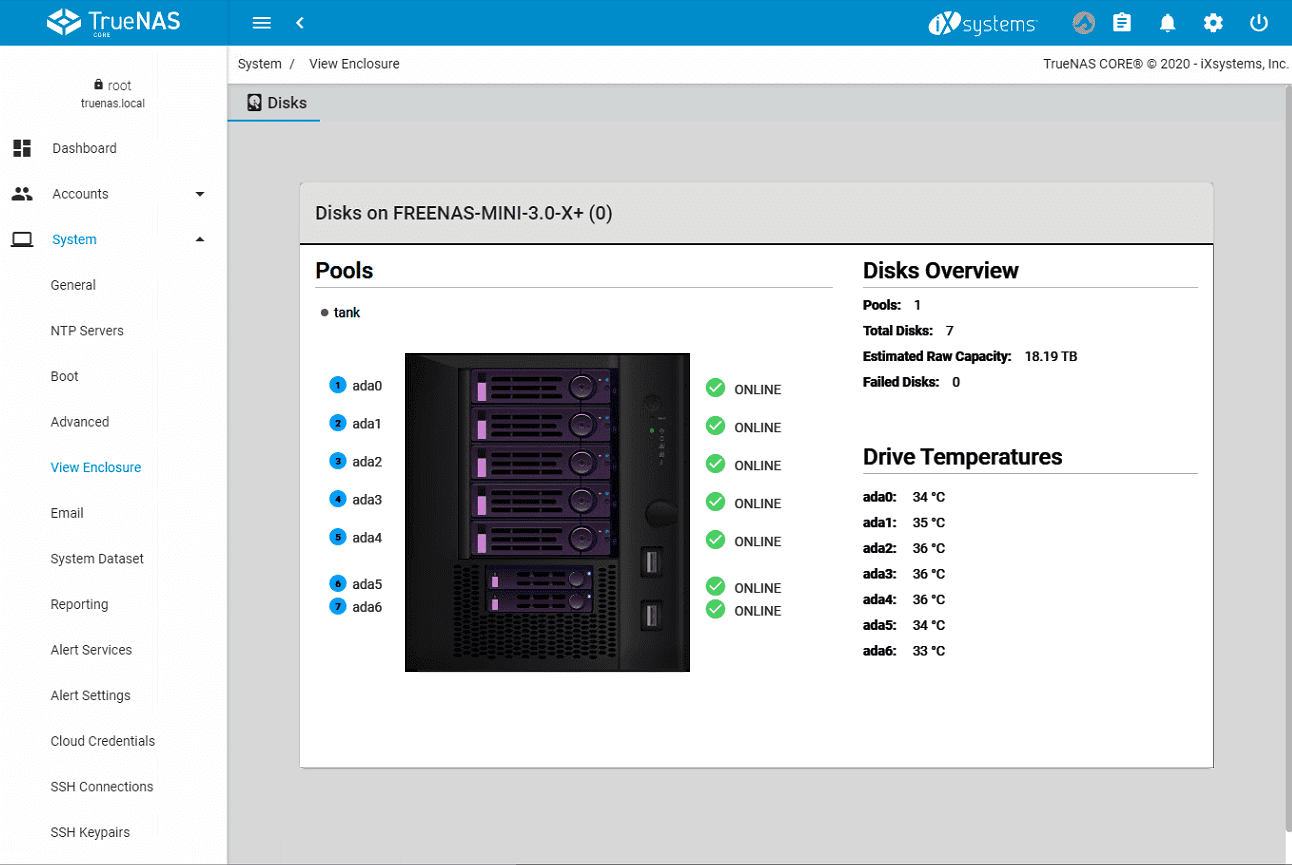 TrueNAS Mini X includes enclosure management with TrueNAS CORE