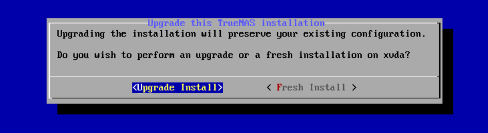 Upgrade Install screen option