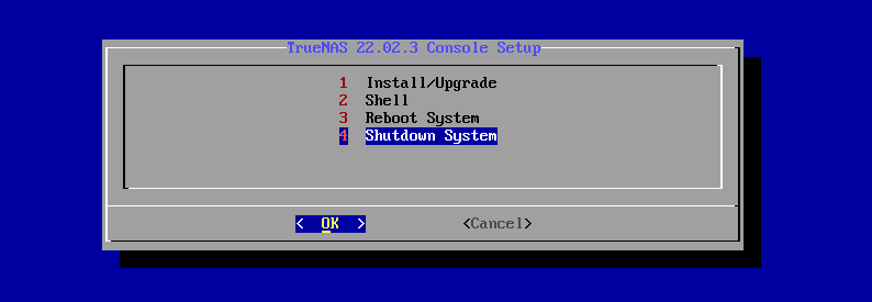 shutdown system console setup