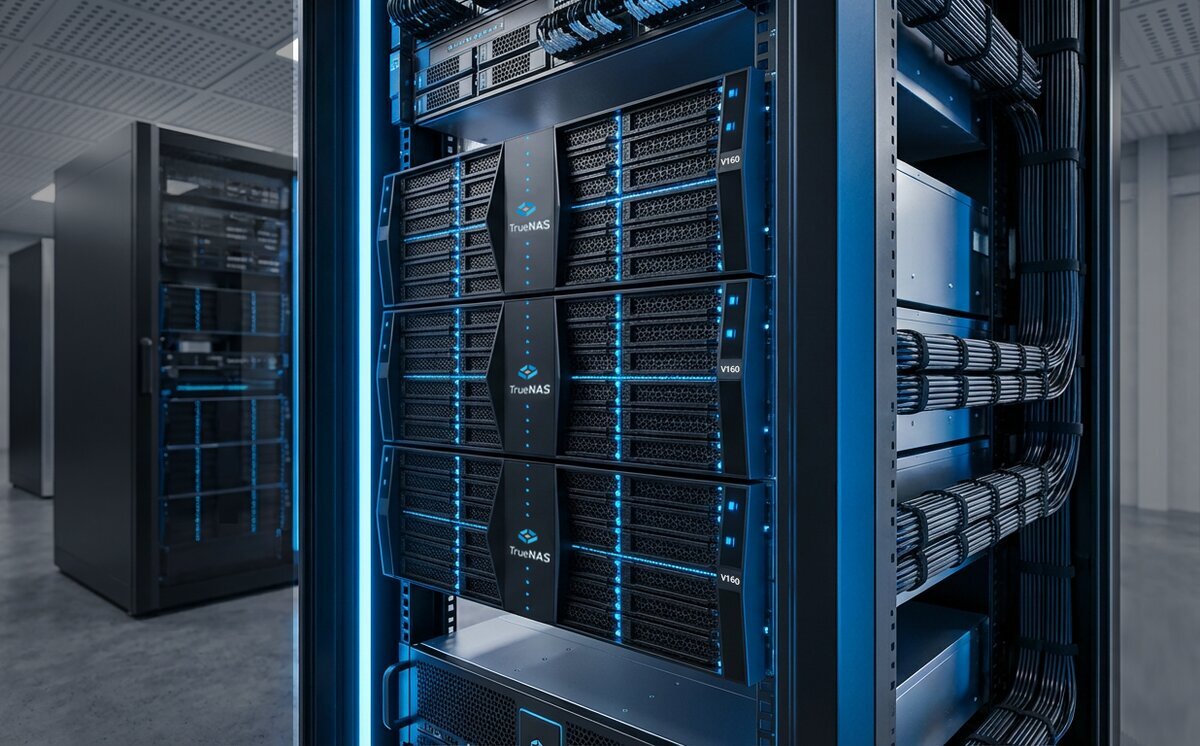 TrueNAS V-Series appliance running in a live data center
